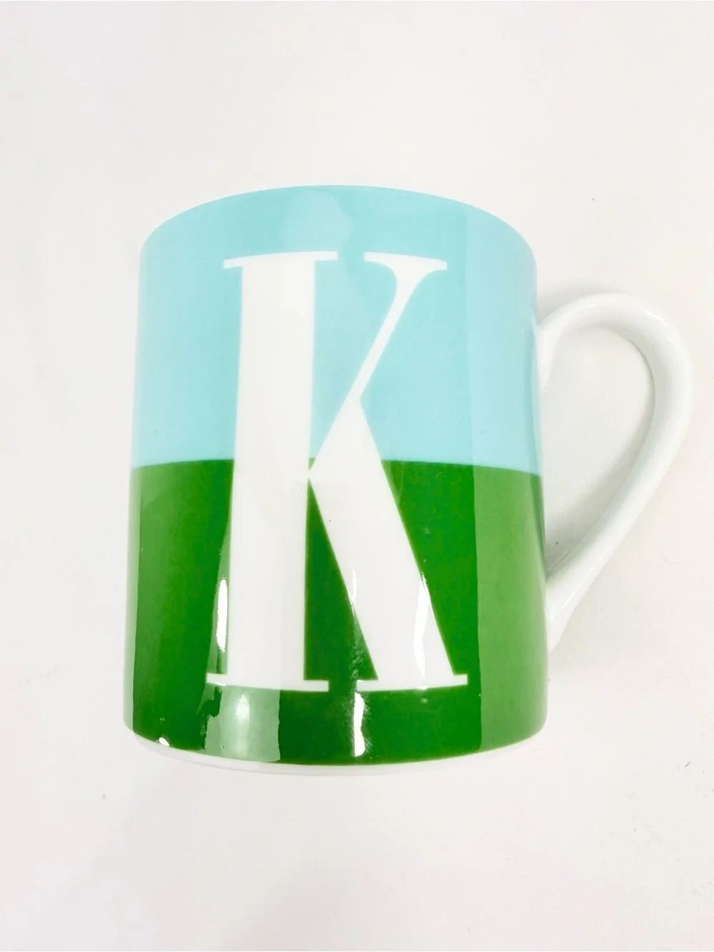 Kate Spade NY What’s in a Name Lenox Blue Green Monogram Initial Letter K Mug
